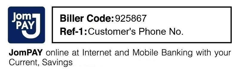 JomPAY · Biller Code 925867 · Ref-1 Customer's Phone No.